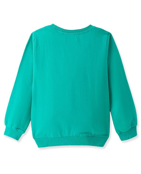 Pine Kids Cotton Knit Full Sleeves Sweatshirts With Text Print - Turquoise