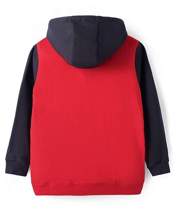 Pine Kids Cotton Knit Full Sleeves Hooded Sweatshirt with Text Print - Red