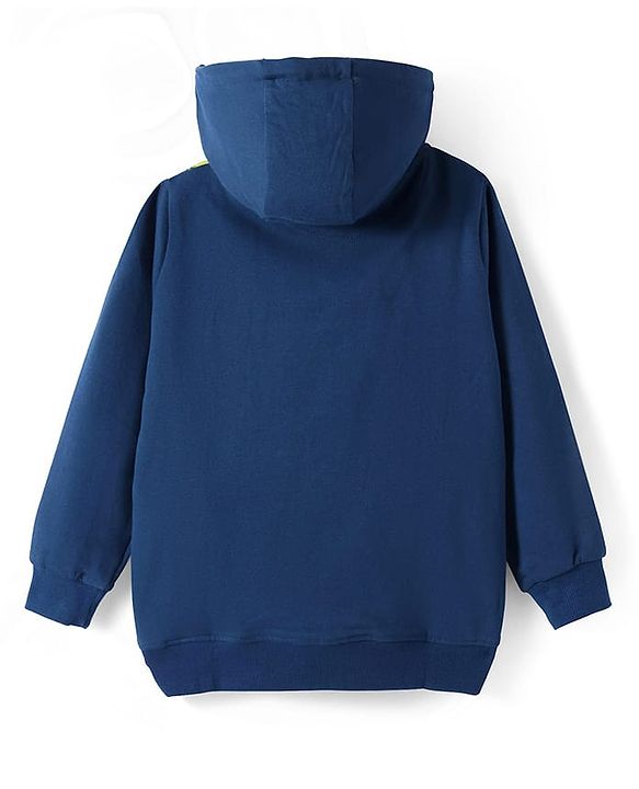 Pine Kids Cotton Knit Full Sleeves Graffiti Printed Hooded Sweatshirt - Navy Blue