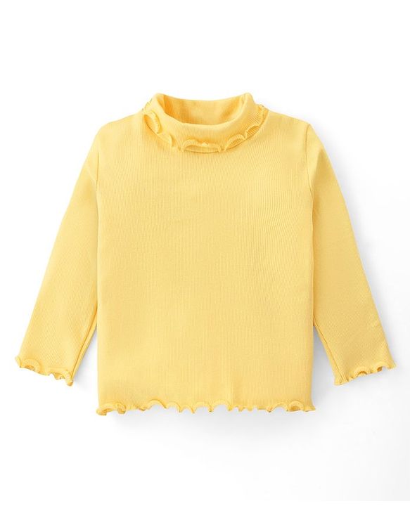 Babyhug Cotton Knit Full Sleeves Solid Colour Skivi T-Shirt- Yellow
