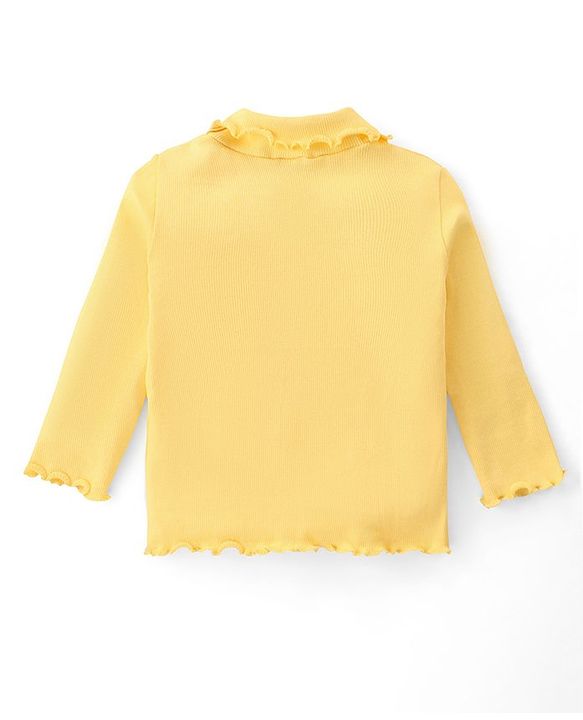 Babyhug Cotton Knit Full Sleeves Solid Colour Skivi T-Shirt- Yellow
