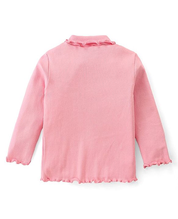 Babyhug Cotton Knit Full Sleeves Turtle Neck Solid Color Skivi Top-Pink