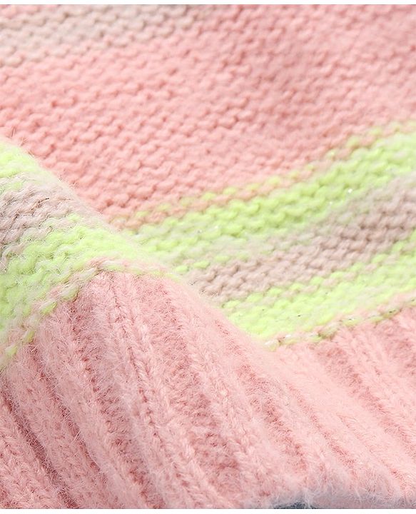 Pine Kids Knit Full Sleeves Striped Pullover Sweater - Pink