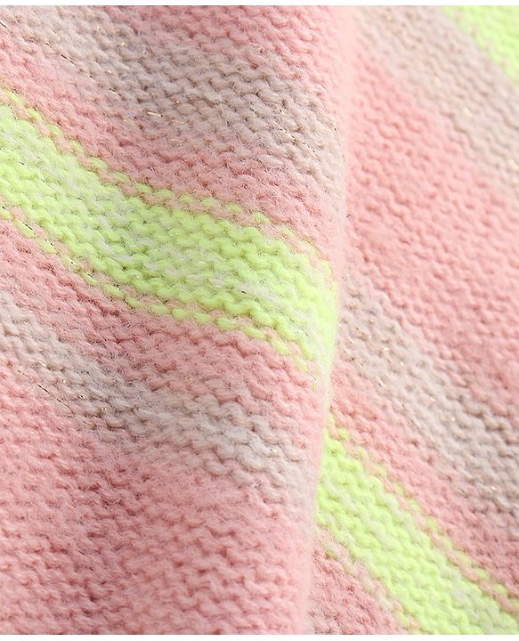 Pine Kids Knit Full Sleeves Striped Pullover Sweater - Pink