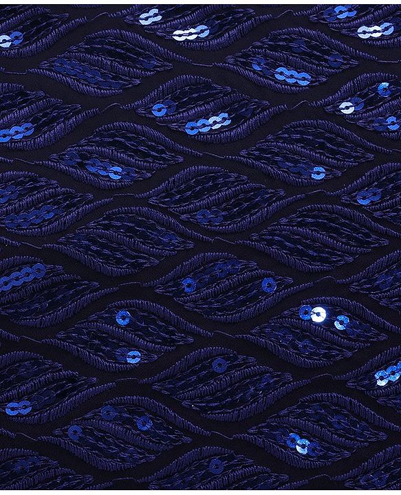 Babyhug Woven Full  Sleeves Sequined Embroidered  Kurta Pyjama Set - Navy Blue
