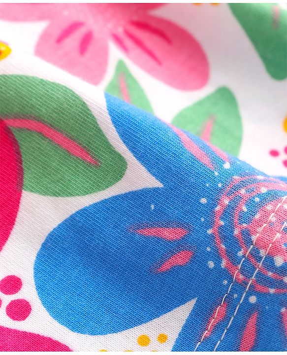 Pine Kids Cotton Knit Half Sleeves Floral Printed Top - Multicolour