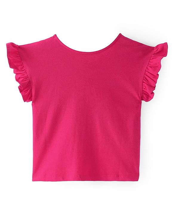 Pine Kids Cotton Knit Half Sleeves Cheetah Printed Top - Pink