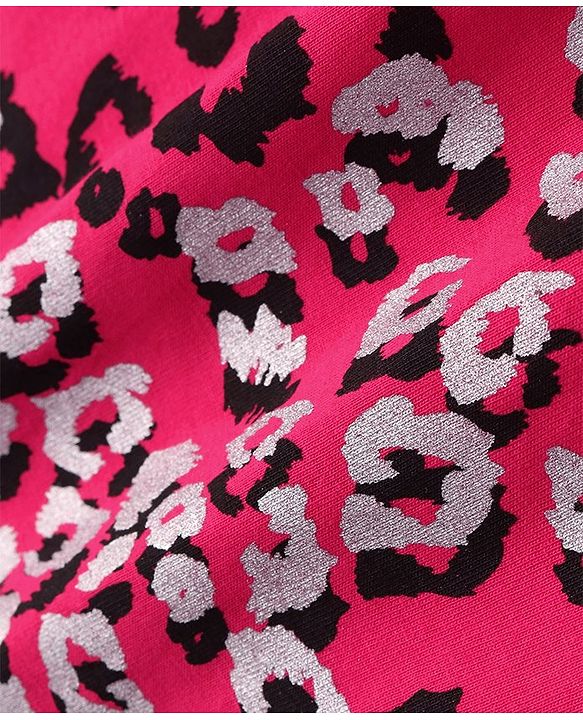 Pine Kids Cotton Knit Half Sleeves Cheetah Printed Top - Pink