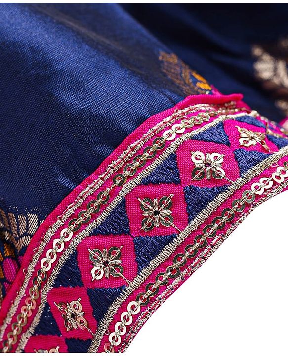 Babyhug Cotton Woven Sleeveless Foil Printed Ethnic Dress - Navy Blue