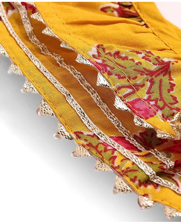 Babyhug Cotton Woven Cap Sleeves Floral Printed Ethnic Dress - Yellow