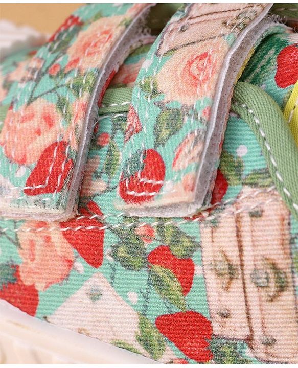 Cute Walk by Babyhug Slip On Casual Shoes with Velcro Closure & Floral Print - Green