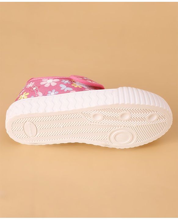 Cute Walk by Babyhug Casual Shoes with Velcro Closure Floral Print - Fuchsia