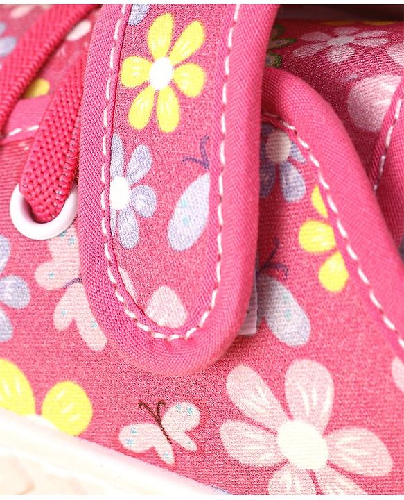 Cute Walk by Babyhug Casual Shoes with Velcro Closure Floral Print - Fuchsia