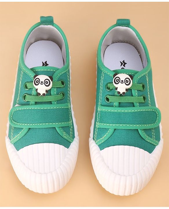 Cute Walk by Babyhug Casual Shoes with Velcro Closure Panda Applique - Green