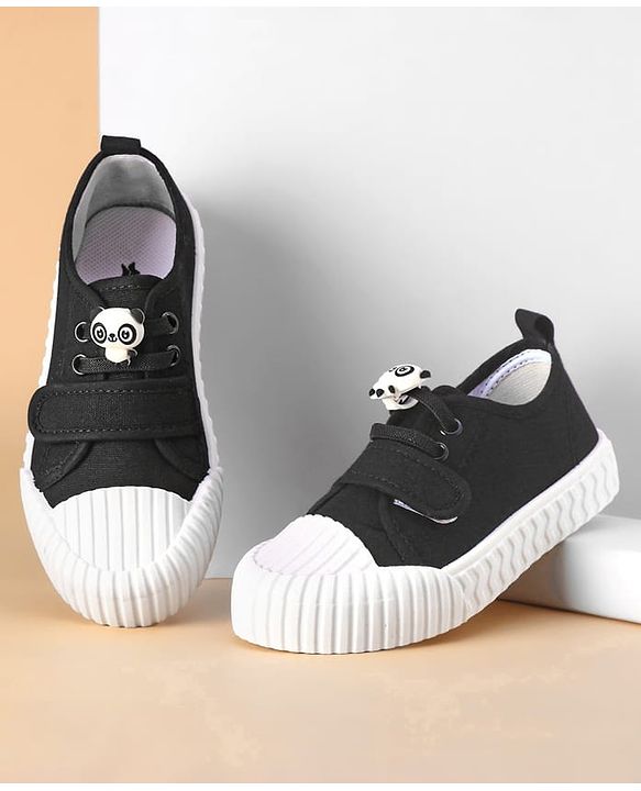 Cute Walk by Babyhug Casual Shoes with Velcro Closure Panda Applique - Black
