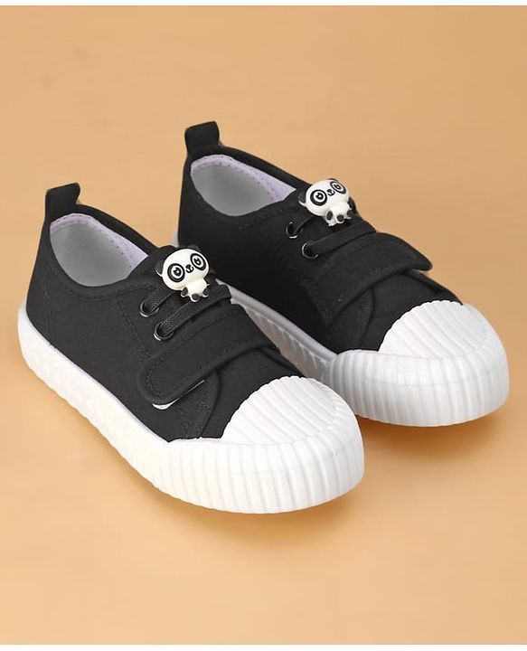 Cute Walk by Babyhug Casual Shoes with Velcro Closure Panda Applique - Black