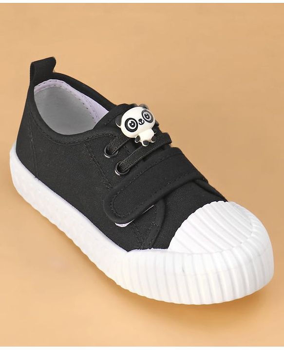 Cute Walk by Babyhug Casual Shoes with Velcro Closure Panda Applique - Black