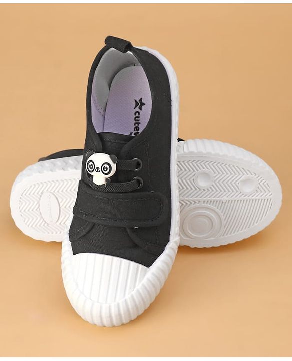 Cute Walk by Babyhug Casual Shoes with Velcro Closure Panda Applique - Black