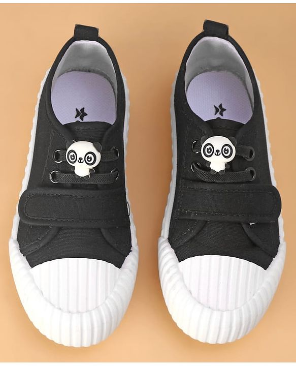 Cute Walk by Babyhug Casual Shoes with Velcro Closure Panda Applique - Black