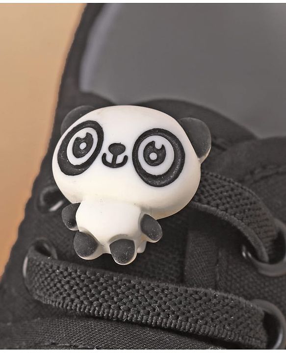 Cute Walk by Babyhug Casual Shoes with Velcro Closure Panda Applique - Black