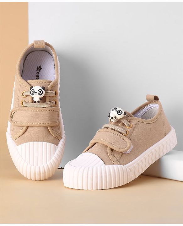 Cute Walk by Babyhug Casual Shoes with Velcro Closure Panda Applique - Black