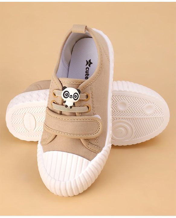 Cute Walk by Babyhug Casual Shoes with Velcro Closure Panda Applique - Black