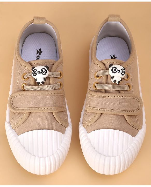 Cute Walk by Babyhug Casual Shoes with Velcro Closure Panda Applique - Black