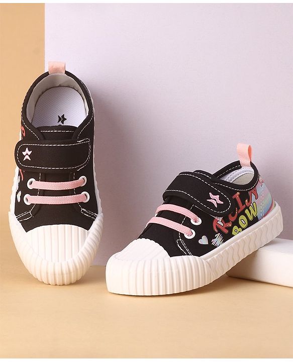 Cute Walk by Babyhug Casual Shoes with Velcro Closure Text Design - Black