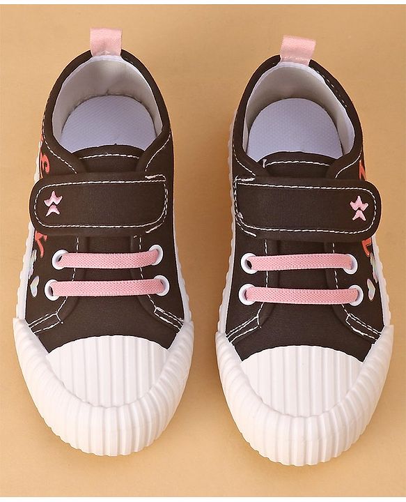 Cute Walk by Babyhug Casual Shoes with Velcro Closure Text Design - Black