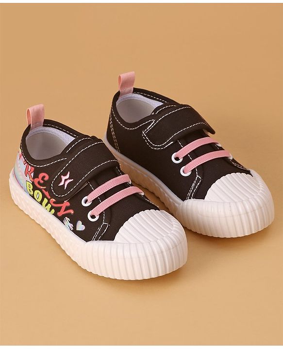 Cute Walk by Babyhug Casual Shoes with Velcro Closure Text Design - Black