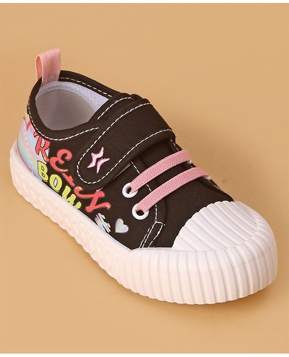 Cute Walk by Babyhug Casual Shoes with Velcro Closure Text Design - Black