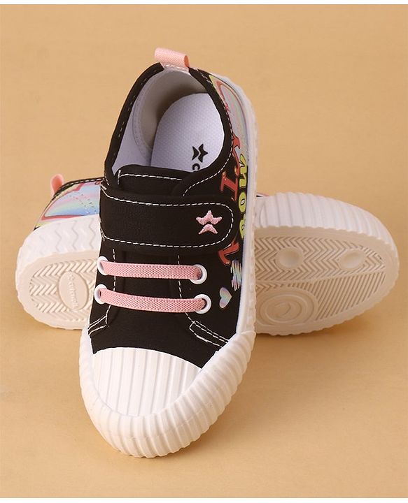 Cute Walk by Babyhug Casual Shoes with Velcro Closure Text Design - Black