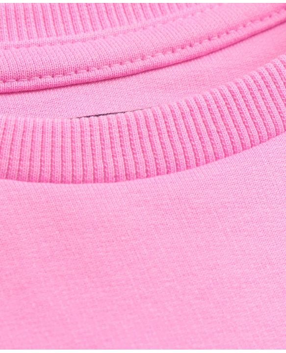Pine Kids Cotton Knit Full Sleeves Drop Shoulder Sweatshirt with Abstract & Glitter Text Print - Pink