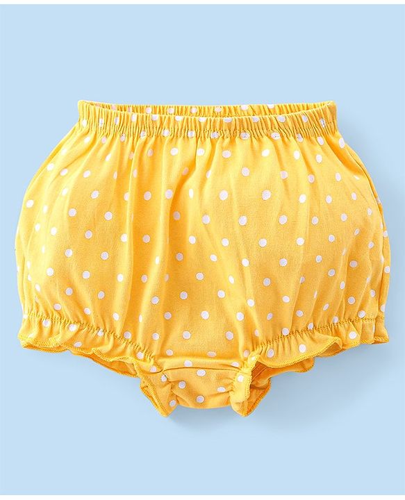 Babyhug 100% Cotton Knit Antibacterial Bloomers with Floral & Polka Dots Print  Pack of 3 - Pink Yellow & White