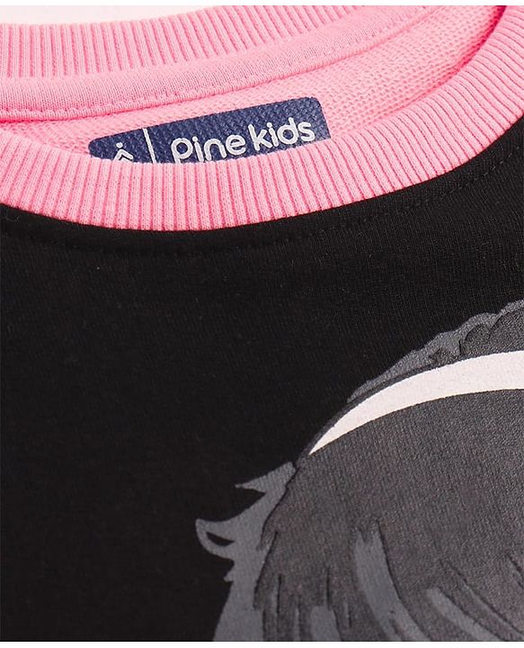 Pine Kids Cotton Knit Full Sleeves Sweatshirt with Anime Print - Pink