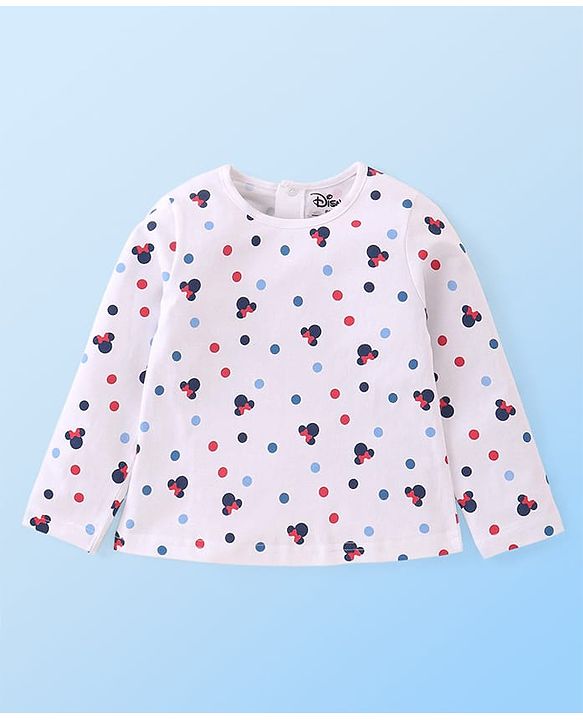 Babyhug Disney Single Jersey Knit Full Sleeves T-Shirt & Frock with Minnie Mouse Graphics - Red & White