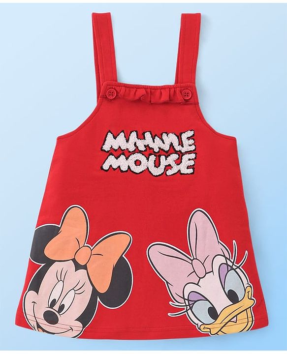 Babyhug Disney Single Jersey Knit Full Sleeves T-Shirt & Frock with Minnie Mouse Graphics - Red & White