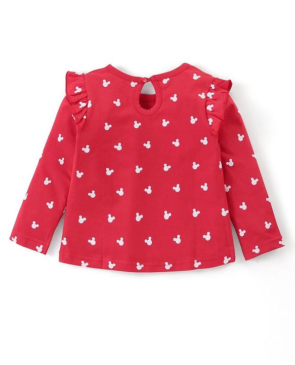 Babyhug Disney Cotton Knit Full Sleeves Tops with Frill Detailing & Minnie Mouse Print Pack of 3 - Multicolor