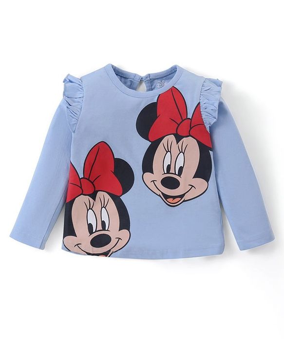 Babyhug Disney Cotton Knit Full Sleeves Tops with Frill Detailing & Minnie Mouse Print Pack of 3 - Multicolor