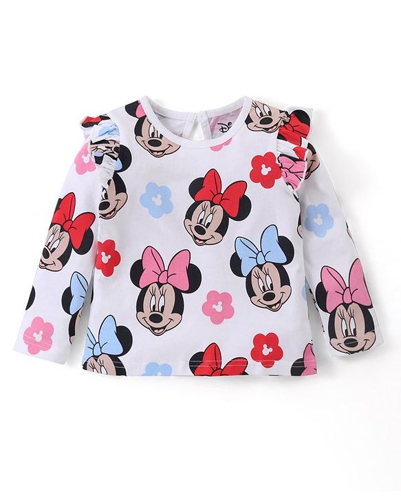Babyhug Disney Cotton Knit Full Sleeves Tops with Frill Detailing & Minnie Mouse Print Pack of 3 - Multicolor