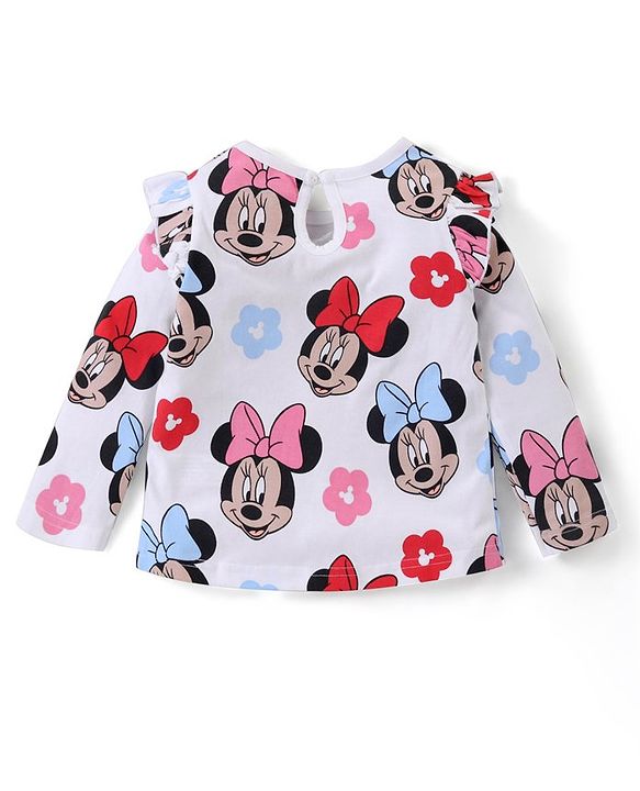 Babyhug Disney Cotton Knit Full Sleeves Tops with Frill Detailing & Minnie Mouse Print Pack of 3 - Multicolor