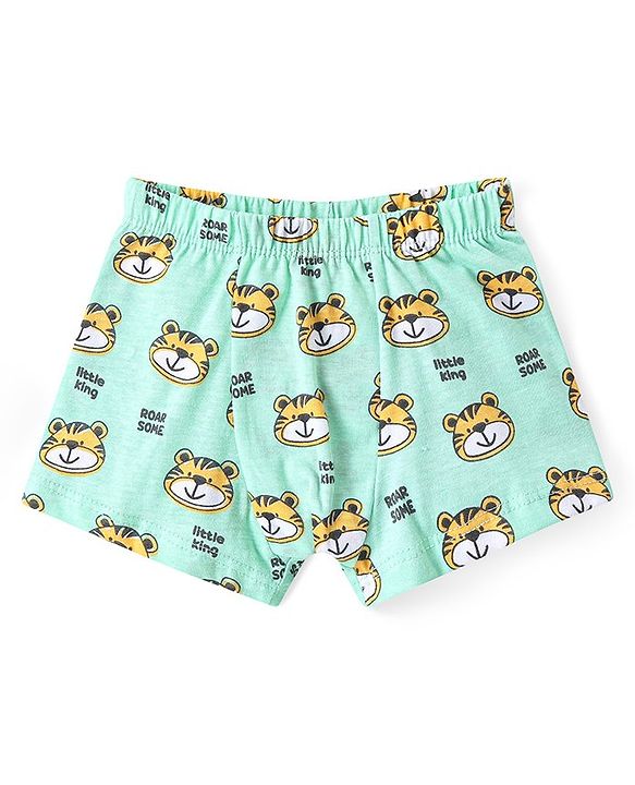 Babyhug 100% Cotton Knit Antibacterial Trunks Lion & Tiger Print Pack of 5 - Multicolour
