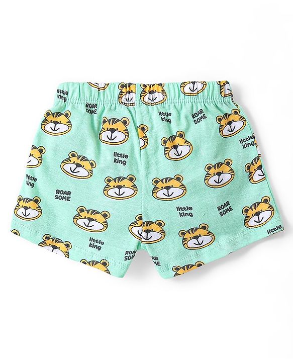 Babyhug 100% Cotton Knit Antibacterial Trunks Lion & Tiger Print Pack of 5 - Multicolour