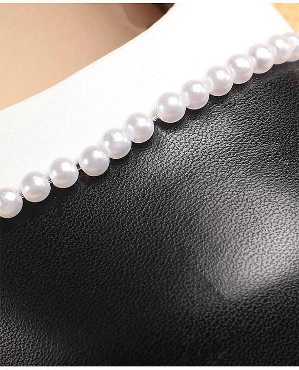 Cute Walk by Babyhug Ballerinas with Velcro Closure & Pearl Detailing - White & Black