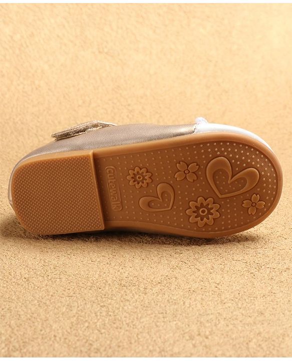 Cute Walk by Babyhug Ballerinas with Velcro Closure & Pearl Detailing - White & Golden