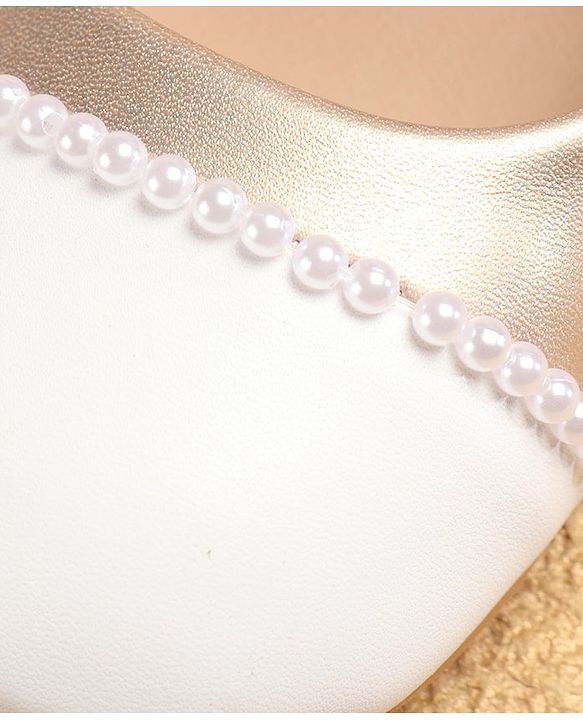 Cute Walk by Babyhug Ballerinas with Velcro Closure & Pearl Detailing - White & Golden