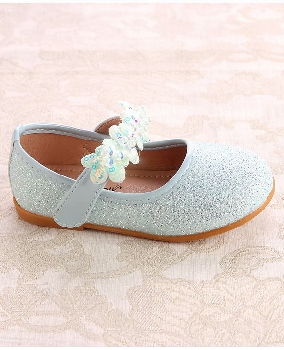 Cute Walk By Babyhug Ballerinas With Velcro Closure & Floral Applique - Green