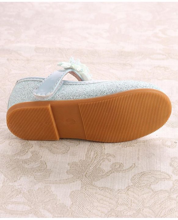 Cute Walk By Babyhug Ballerinas With Velcro Closure & Floral Applique - Green