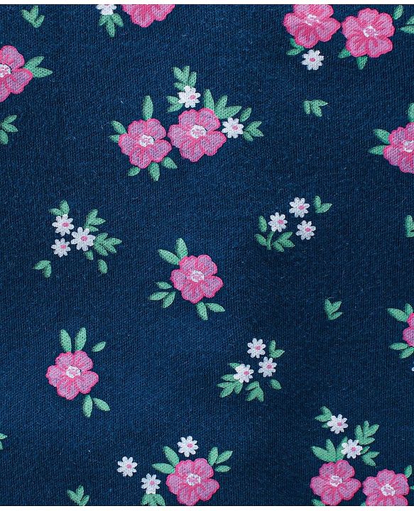 Babyhug 100% Cotton Interlock Knit Full Sleeves Onesies With Polka Dot & Floral Print Pack of 3 - Purple Green & Navy