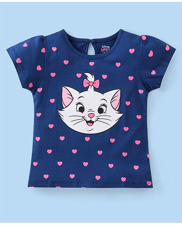Babyhug Disney Cotton Knit Half Sleeves Tops with Aristocats Marie Graphics Pack Of 3 - Multicolour